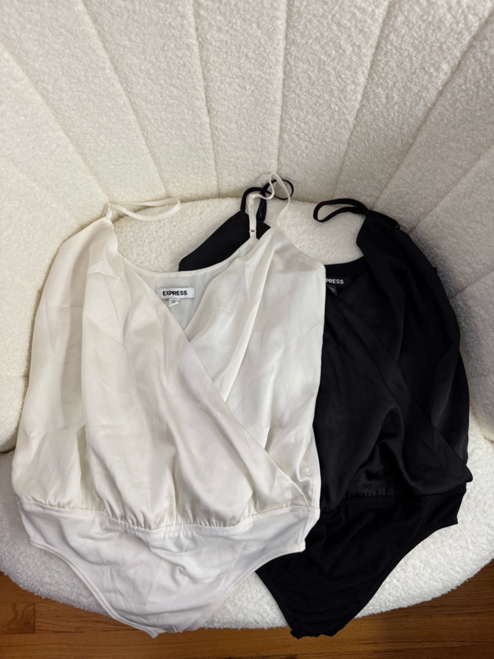 Express Black & White Satin Bodysuit Bundle in Size XS